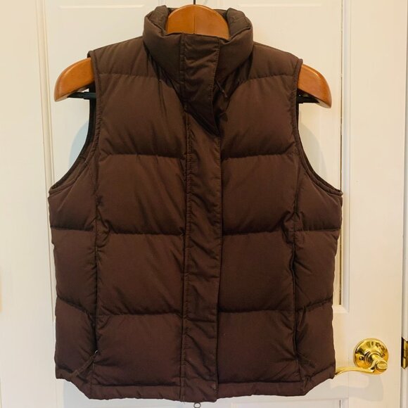 Vintage LL Bean Puffer Vest Jacket Women's Brown Down Insulated Size Small - Picture 4 of 9